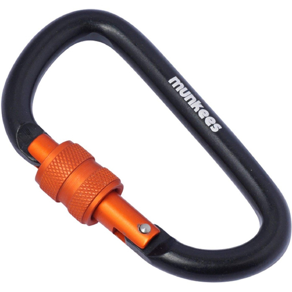 Карабін Munkees D with Screw Lock 8 мм x 80 мм, Black - фото-1