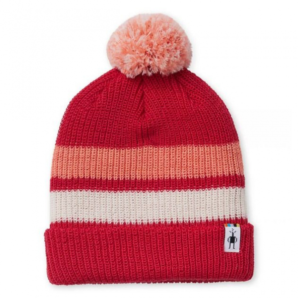 Шапка дитяча Kids' Stripe Pom Beanie Pomegranate - фото-1