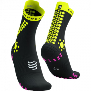 CS Шкарпетки Pro Racing Socks v4.0 Trail, Black/Safe Yellow/Neo Pink, T4 - фото