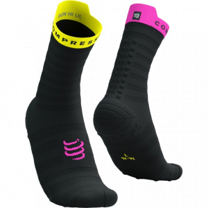 CS Шкарпетки Pro Racing Socks v4.0 Ultralight Run High, Black/Safe Yellow/Neo Pink, T1 - фото