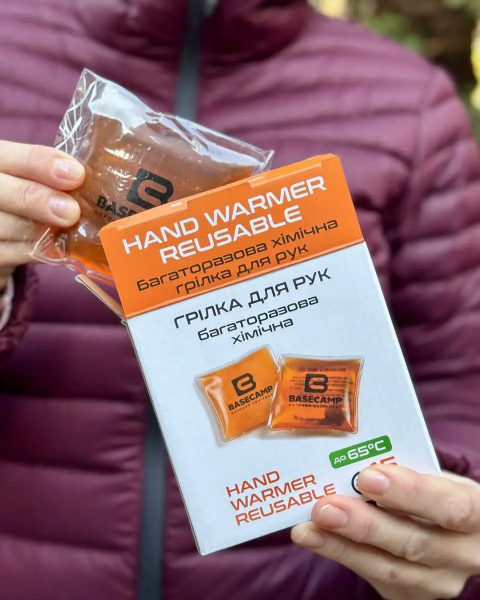 Багаторазова хімічна грілка для рук BaseCamp Reusable Hand Warmer (2 шт) - фото
