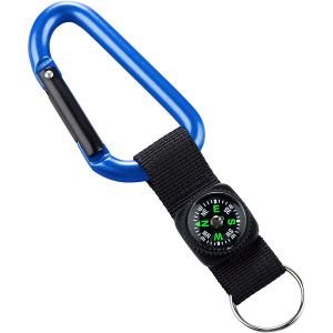 Карабін Munkees 8 мм With Strap, Compass, Keyring. Blue - фото