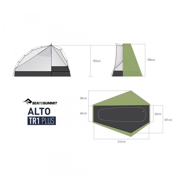 Намет Alto TR1 Plus, Fabric Inner, Sil/PeU Fly, NFR, Green - фото