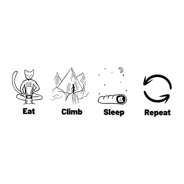 Футболка жіноча "Eat climb sleep repeat" - фото