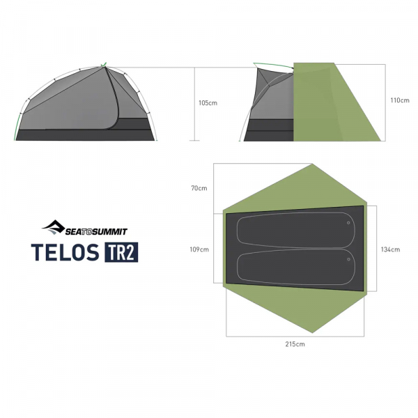 Намет Telos TR2, Mesh Inner, Sil/PeU Fly, NFR, Green - фото