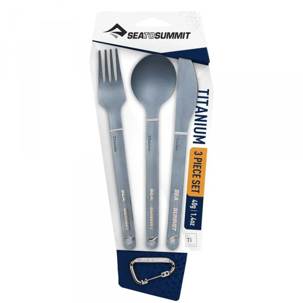 Ніж, виделка, ложка титанові Titanium Cutlery Set 3 (Knife + Fork + Spoon) - фото-1