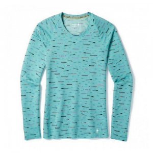 Футболка жіноча Wm's Merino 150 Baselayer Print Long Sleeve Nile Blue - фото