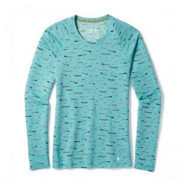 Футболка жіноча Wm's Merino 150 Baselayer Print Long Sleeve Nile Blue - фото-1