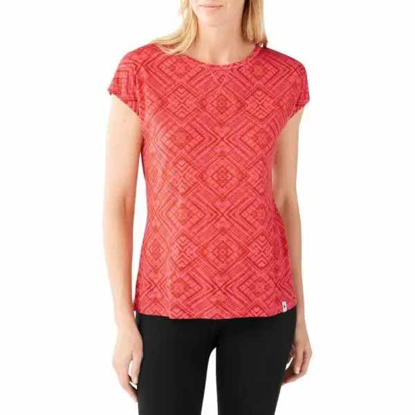 Футболка жіноча Wm's Merino 150 Pattern Tee Bright Coral - фото